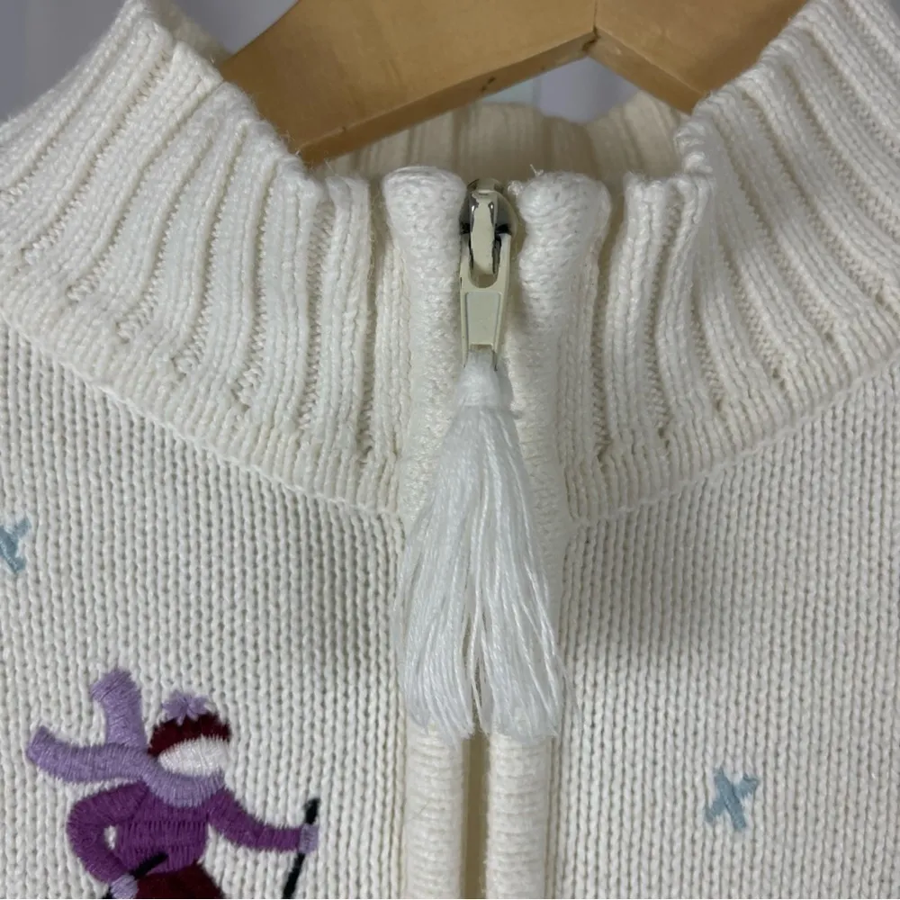 Traditions Medium Ramie Cotton Embroidered Winter Snow Skiing Ice Skate Jacket Green - Image 4