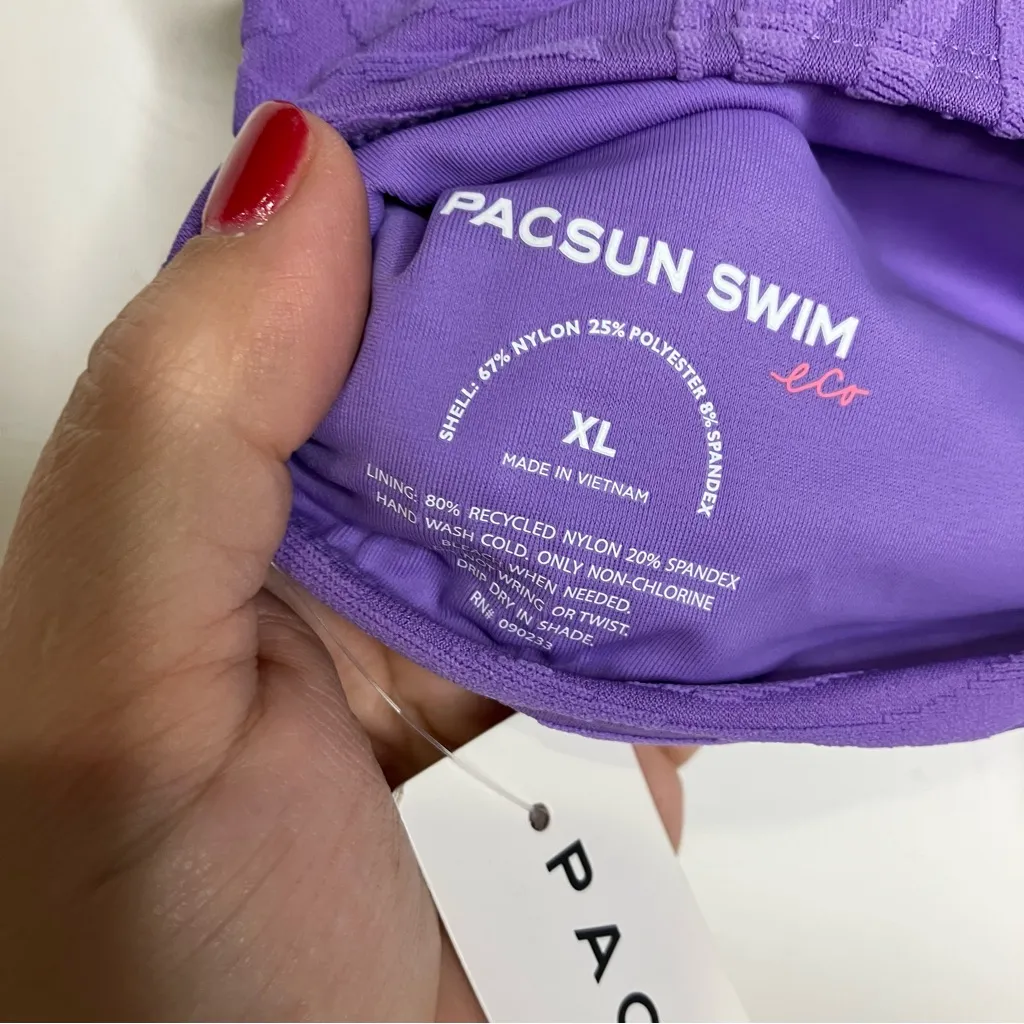 Pacsun swim eco purple textured bandeau bikini top women’s size XL‎ beach new - Image 6