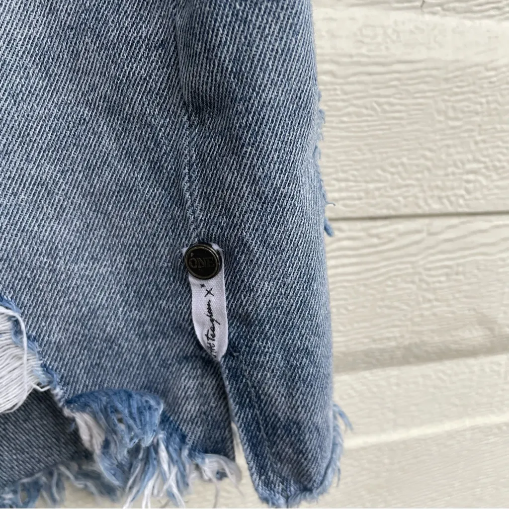One x OneTeaspoon Womens Mini Skirt Distressed Light Wash Denim 26 - Image 10