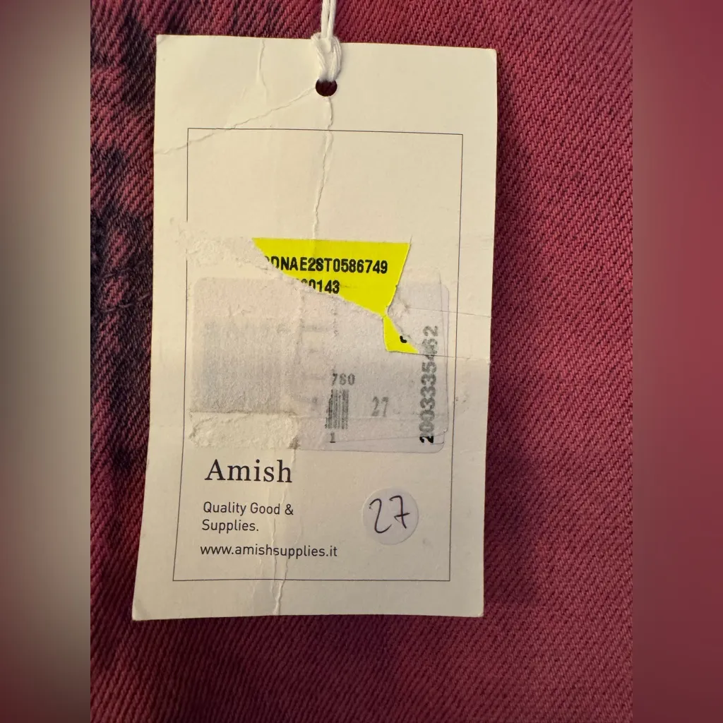 Amish Denim Fuchsia Pink Shorts Cotton High Rise Frayed Hemline Women’s Size 27 - Image 6