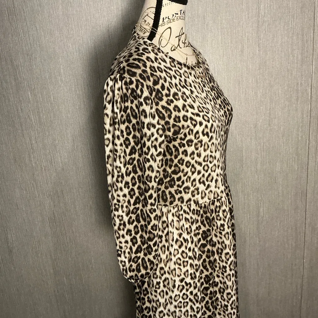 Zara Animal Print Long Sleeve Dress Size XS - Image 10