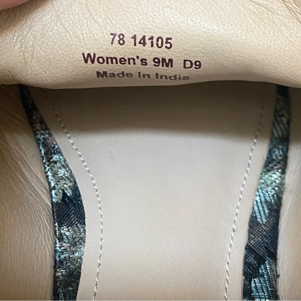 Johnston and Murphy Black Leather Floral Brocade Penny Loafer Shoes Women's 9 - Image 12