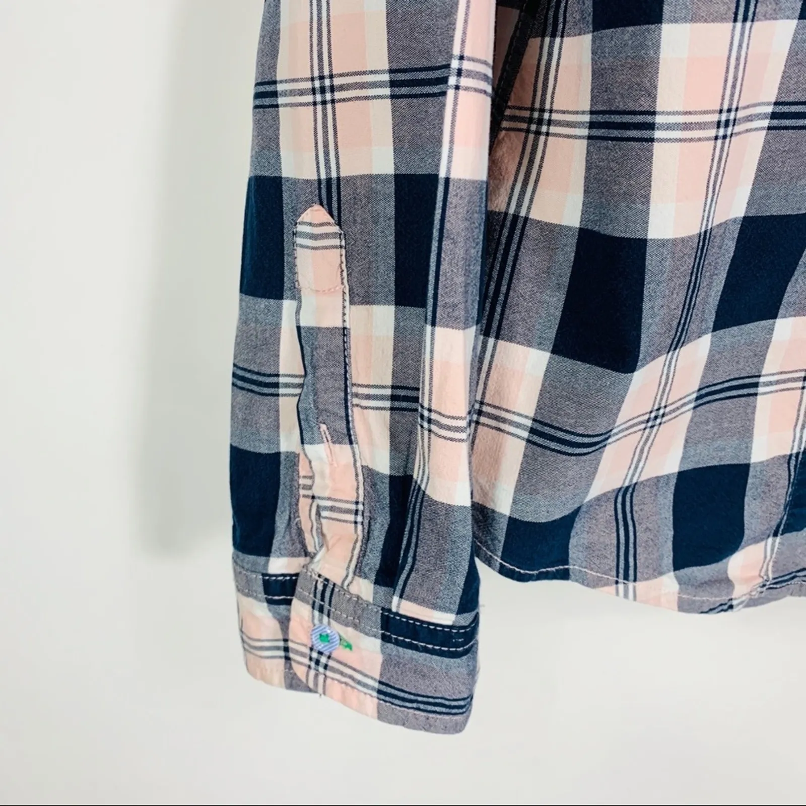 Tommy Hilfiger Navy Blue Pink Plaid Shirt Sz L - Image 8