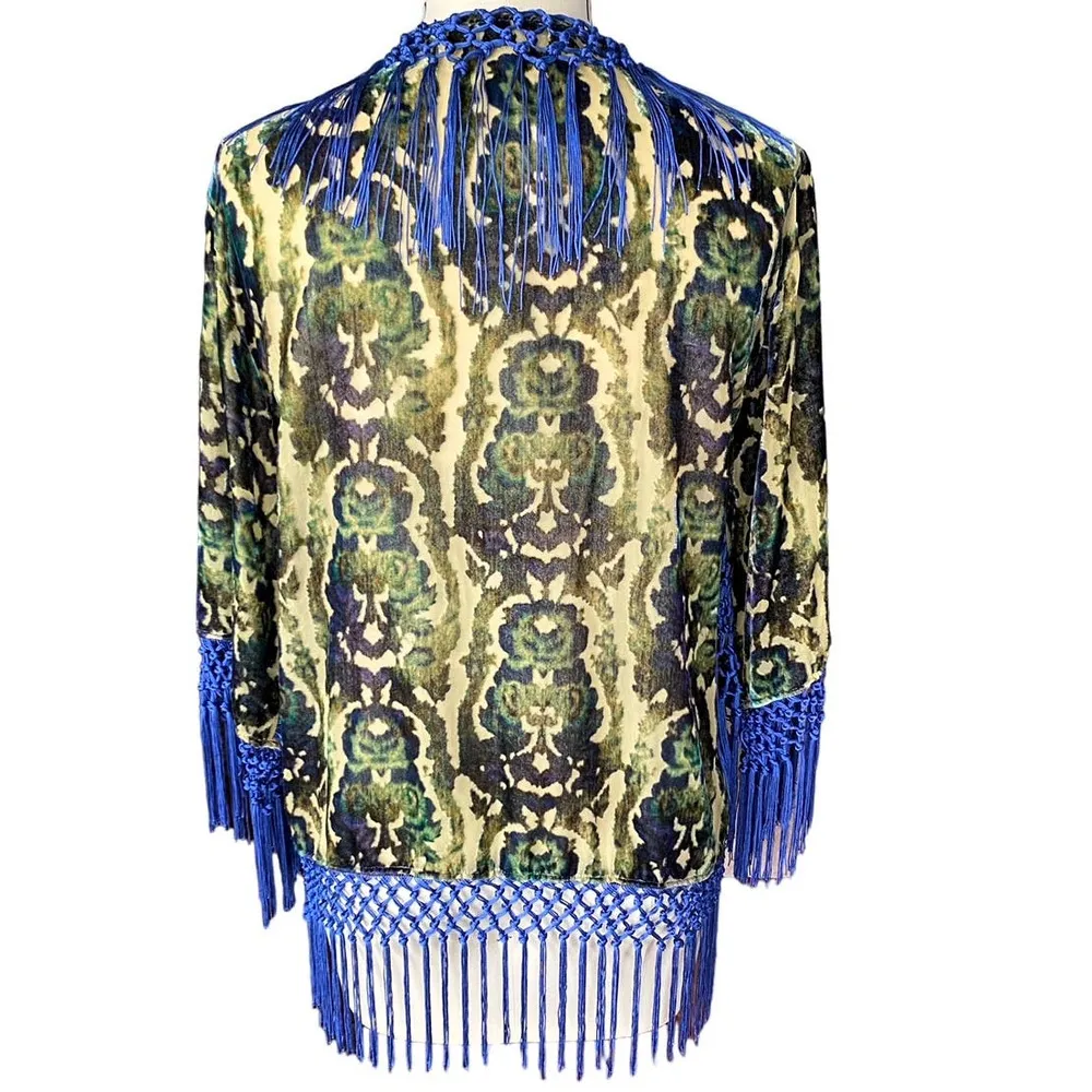 NWT ~ URBAN OUTFITTERS Bohemian Velvet Fringe Boho Poncho Open Sheer Kimono - Image 6