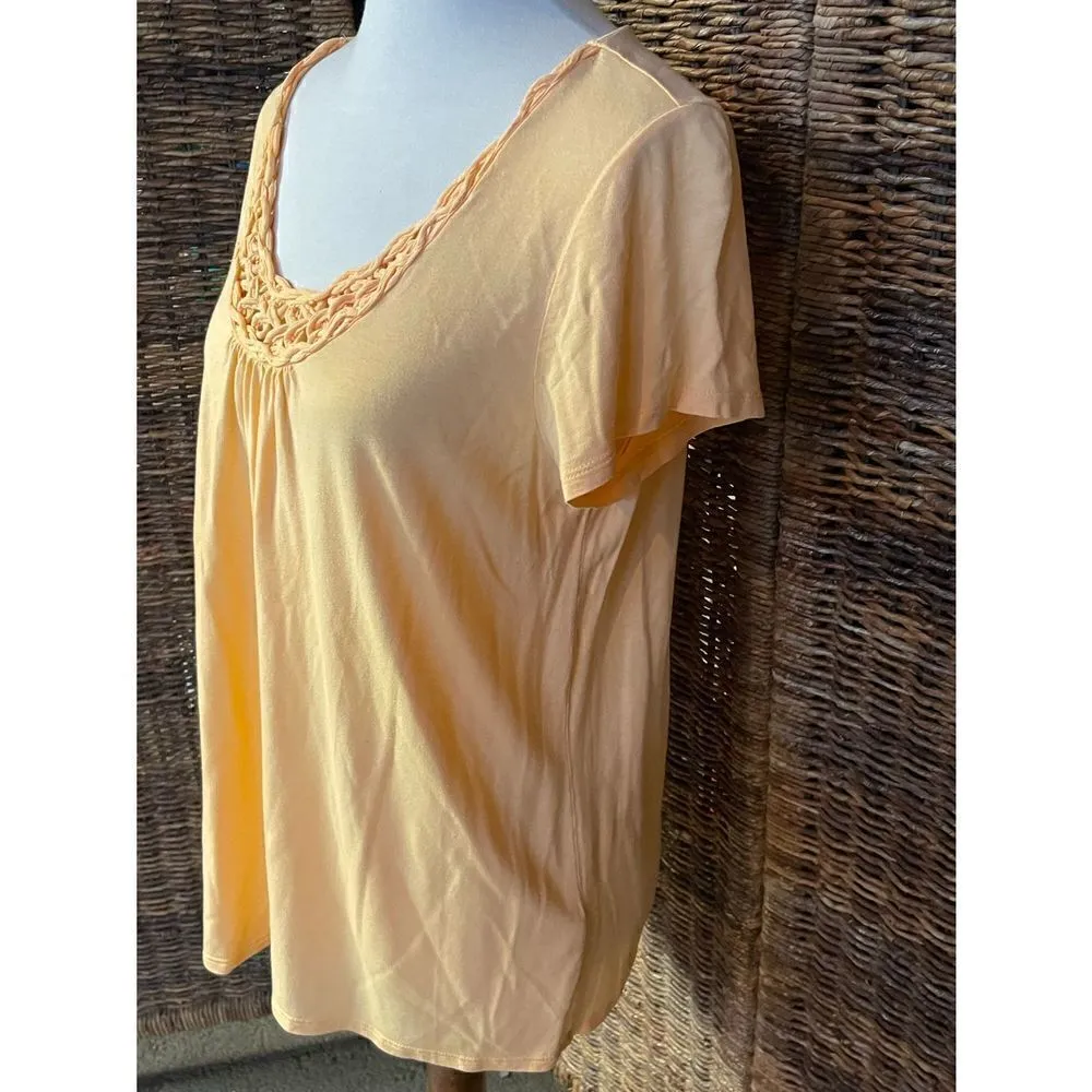 J.Jill Light Orange/Yellow Braided Collar T - Image 9