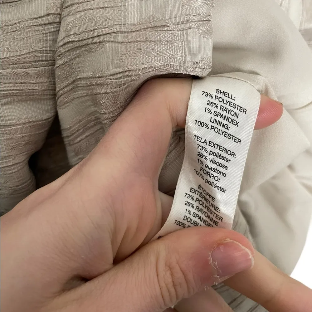 White House Black Market Light Gray Eggshell Polka Dot Dress 2 - Image 4