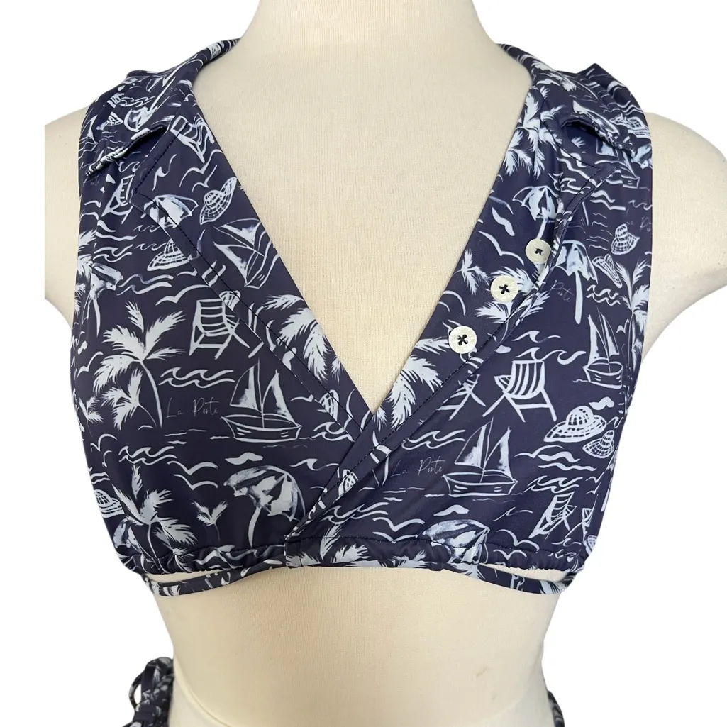 LA PORTE Swim Two Piece Set Blue Beach Design Size XL NWT - Image 3