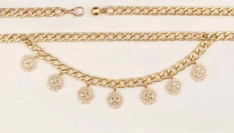 Sun Charm Chain Belt Festival Maximalist Gold - Image 5