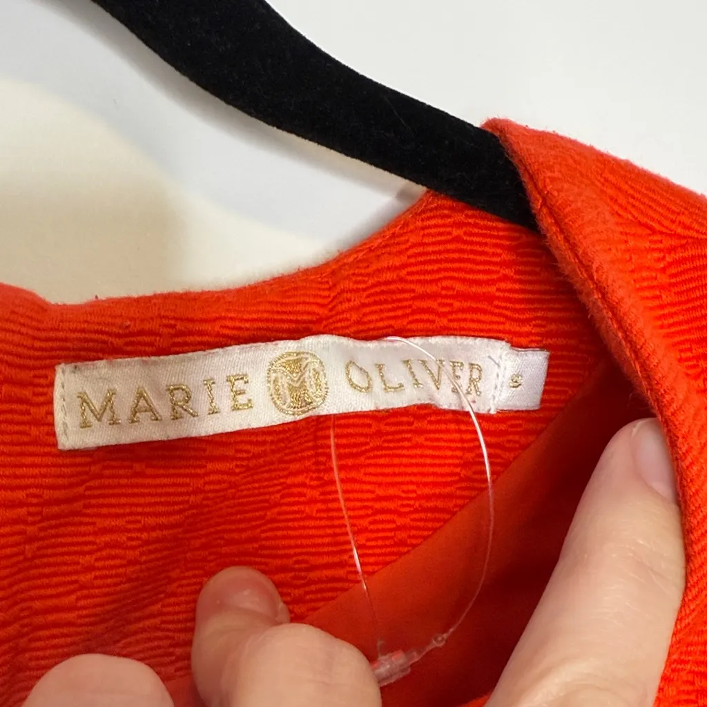 Marie Oliver Vibrant Orange/Red Short Sleeve Fringe 100%‎ Cotton Mini Dress - Image 2