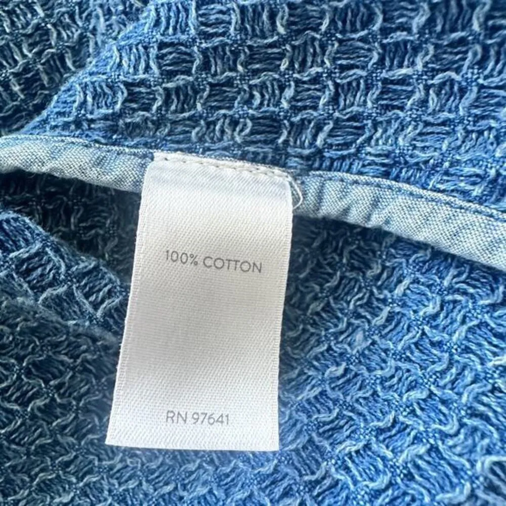 J. Jill Pure Jill Indigo Field Jacket Geneva Wash Waffle Knit ButtonUp Cotton XS - Image 7