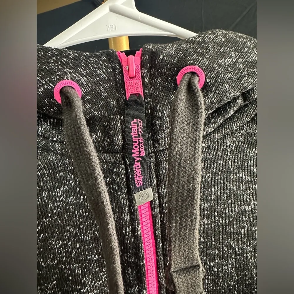 Superdry zip up sweater hoodie coat pink accents size 2 - Image 2