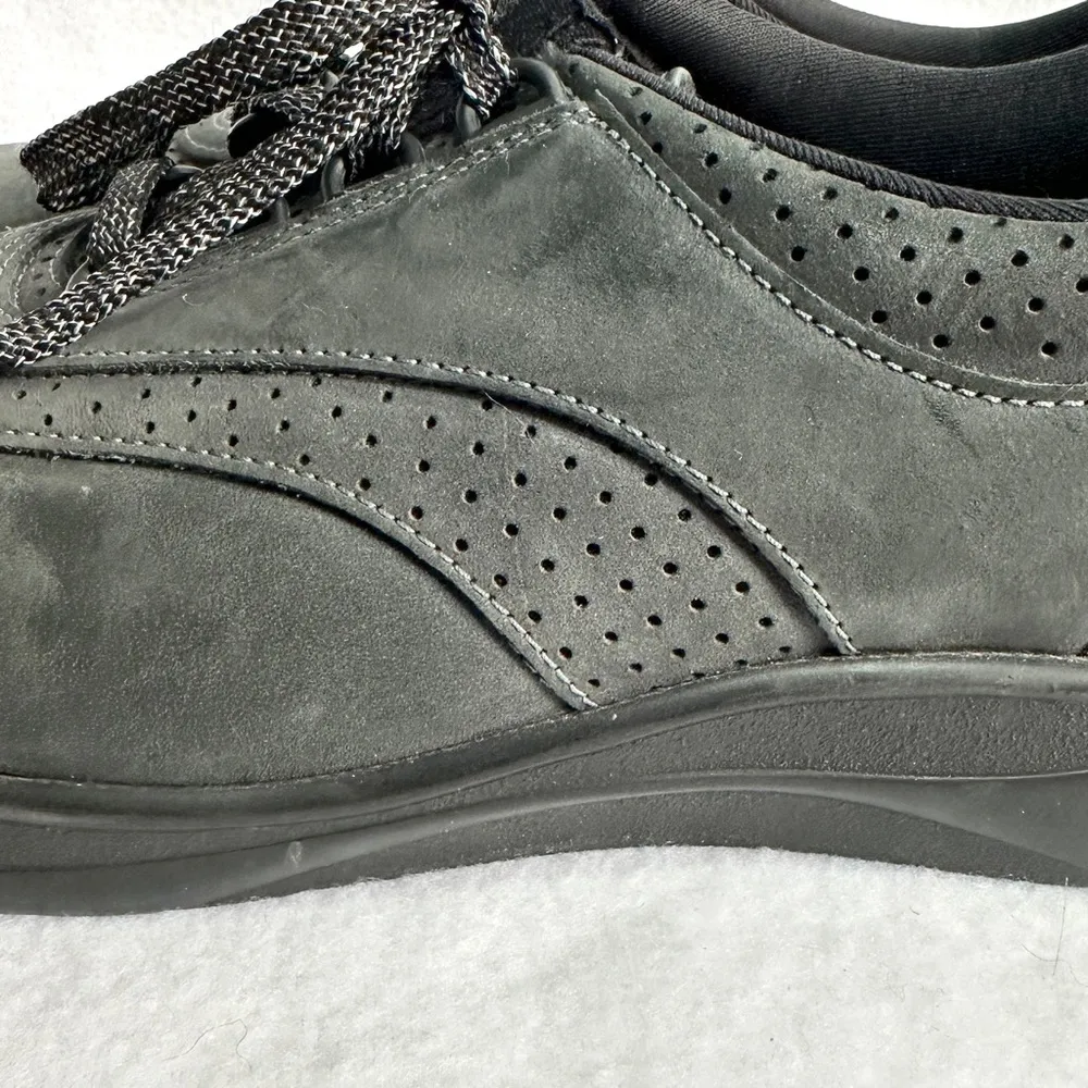 SAS Walk Easy Comfort Shoes 10 Nero Walking Sneakers Dark Gray Nubuck Lace Up - Image 5
