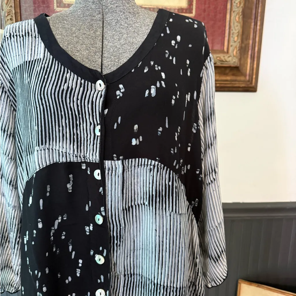 Lyng Black and White Pants and Shirt Bohemian Lagenlook Set ~ Sz M/L 🧡🍄 - Image 3