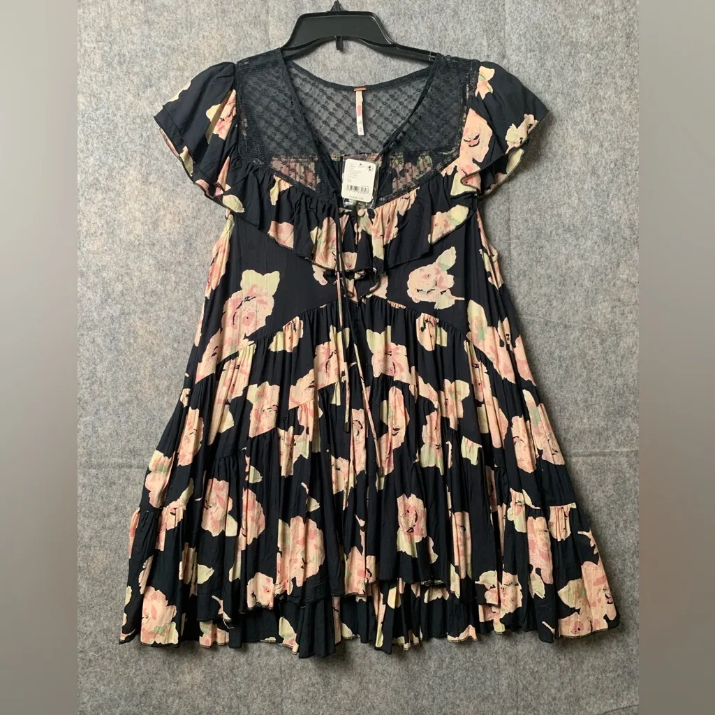 Free People Women Size XSmall Floral‎ Mini Tilly Printed Tunic Dress - Image 3