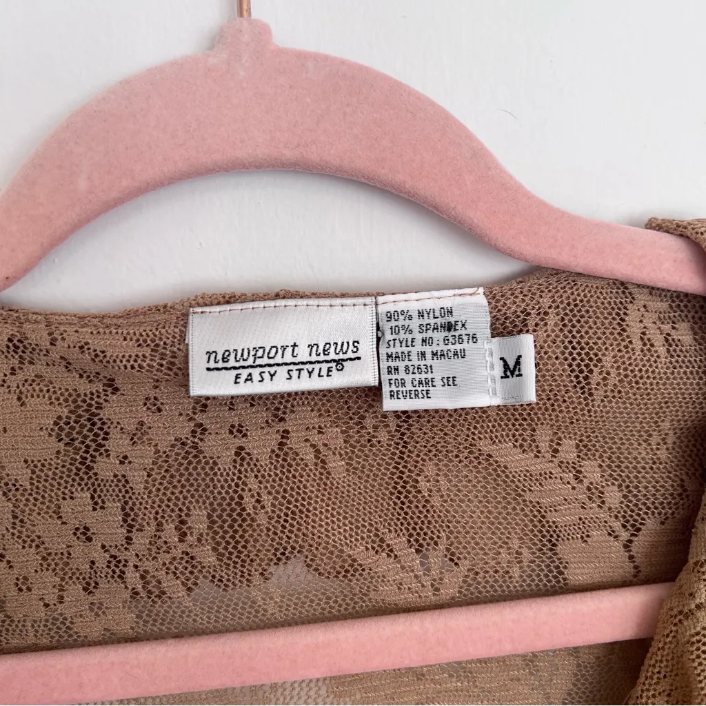 Vintage Y2K Victorian ruffle mesh top witchy whimsical goth‎ moto boho Tan Size M - Image 2