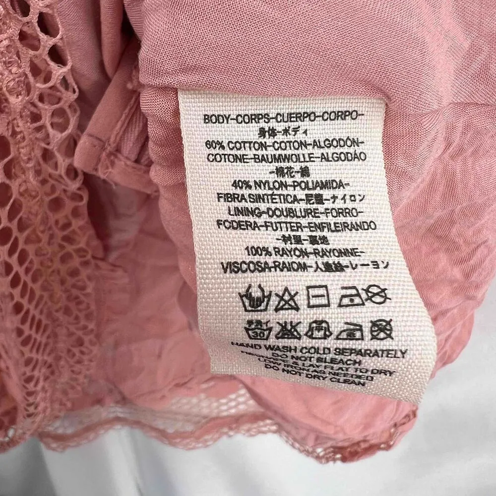 Free People Pink Be Your Baby Lace Mini Dress Short Sleeves Womens Size Small - Image 9