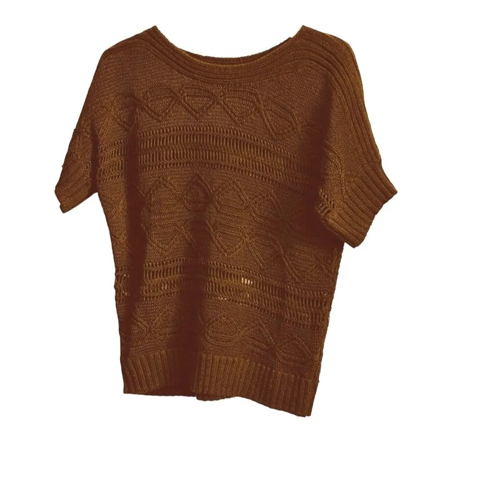 Ruby Rd Women's Deep Brown Short Sleeve Sweater Sz Large Sku 2313 - Image 4