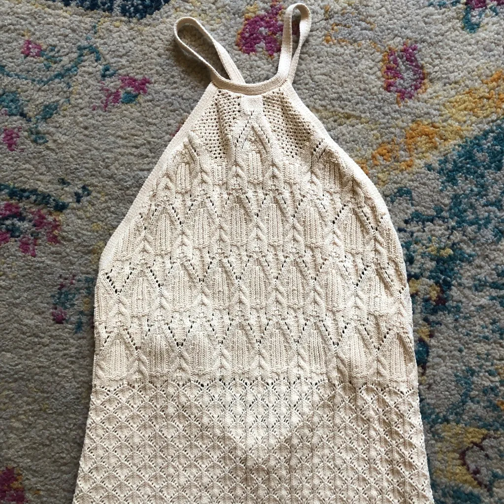 Ba&sh dress short Jesse Open Back Knit Crochet Pointelle Eyelet halter - Image 7