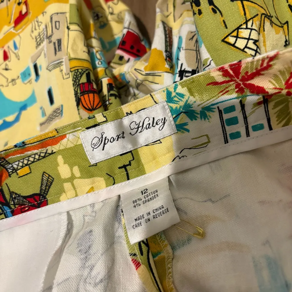 SPORT HALEY French Quarters Theme scenic toile Capri Pants yellow size 12‎ - Image 6