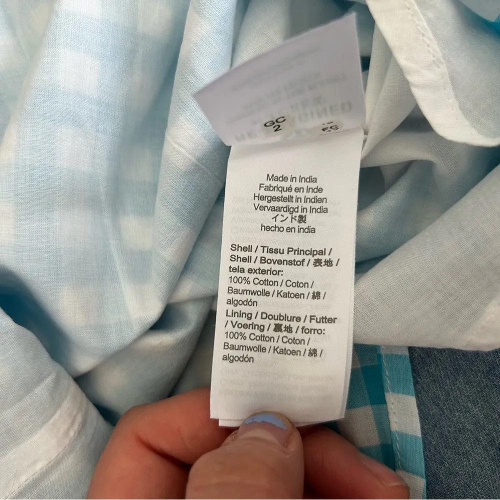 NWT J.Crew Factory 100% Cotton Blue & White Gingham Checkered Short Sleeve Top - Image 4