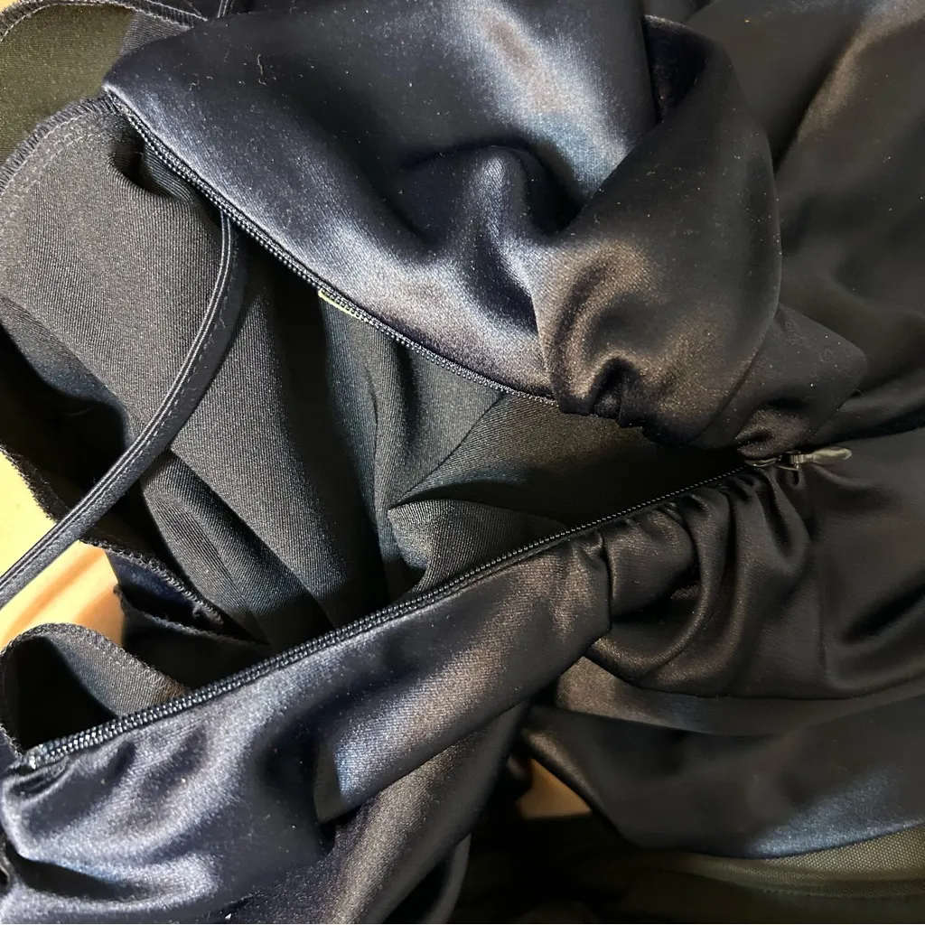 BHLDN Anthropologie Emery Square Neck Stretch Satin Midi Dress Navy Size XS - Image 12