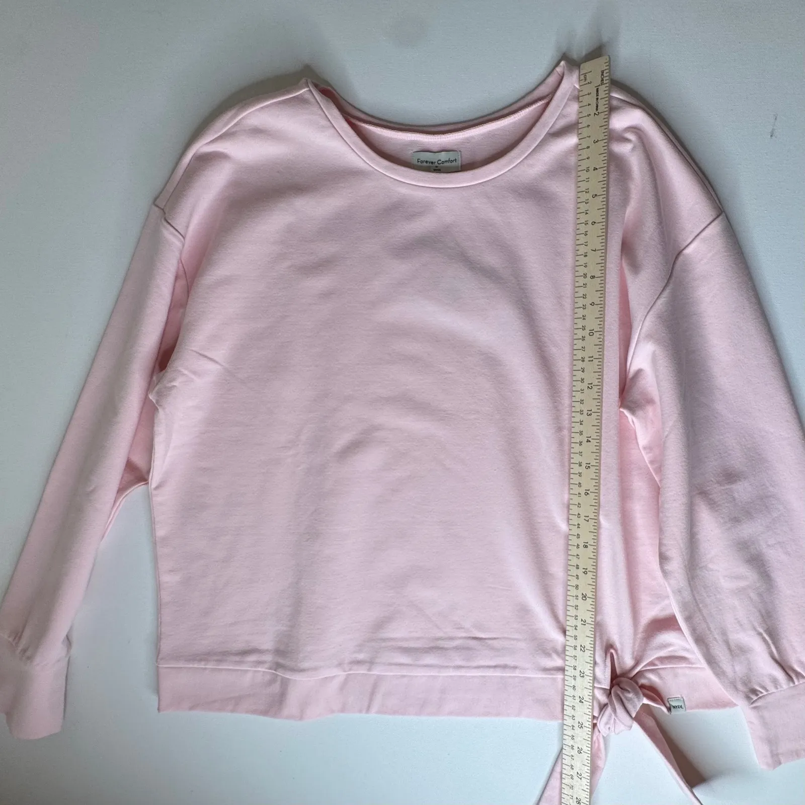 NWT NYDJ Forever‎ Comfort Tie Front Sweatshirt Sz 0X Carnation Pink Comfy Lounge - Image 9