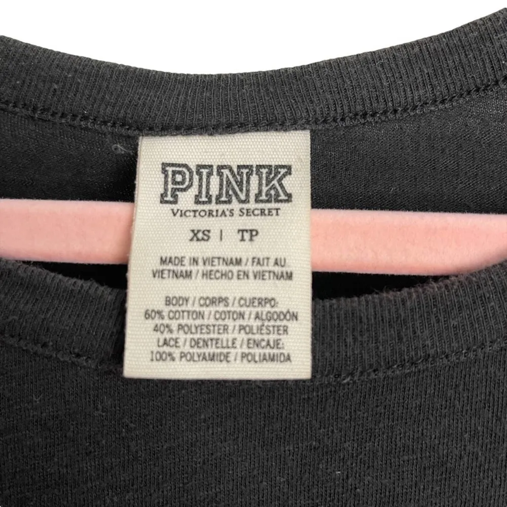 Victoria’s Secret PINK Black Lace Shoulder Long Sleeve Shirt - Image 5