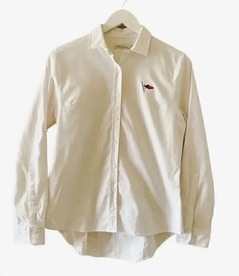 Peter Millar Stretch Woven Button-Up White Classic Fit Roll Up Sleeves Sz S - Image 1