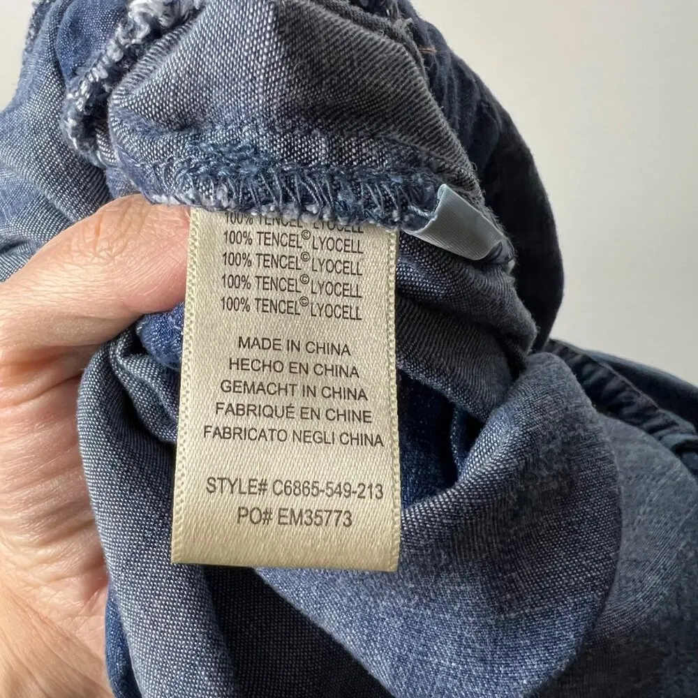 Cloth & stone Anthropologie Miami One Shoulder Jumpsuit Shaded Chambray Ruffle S - Image 9