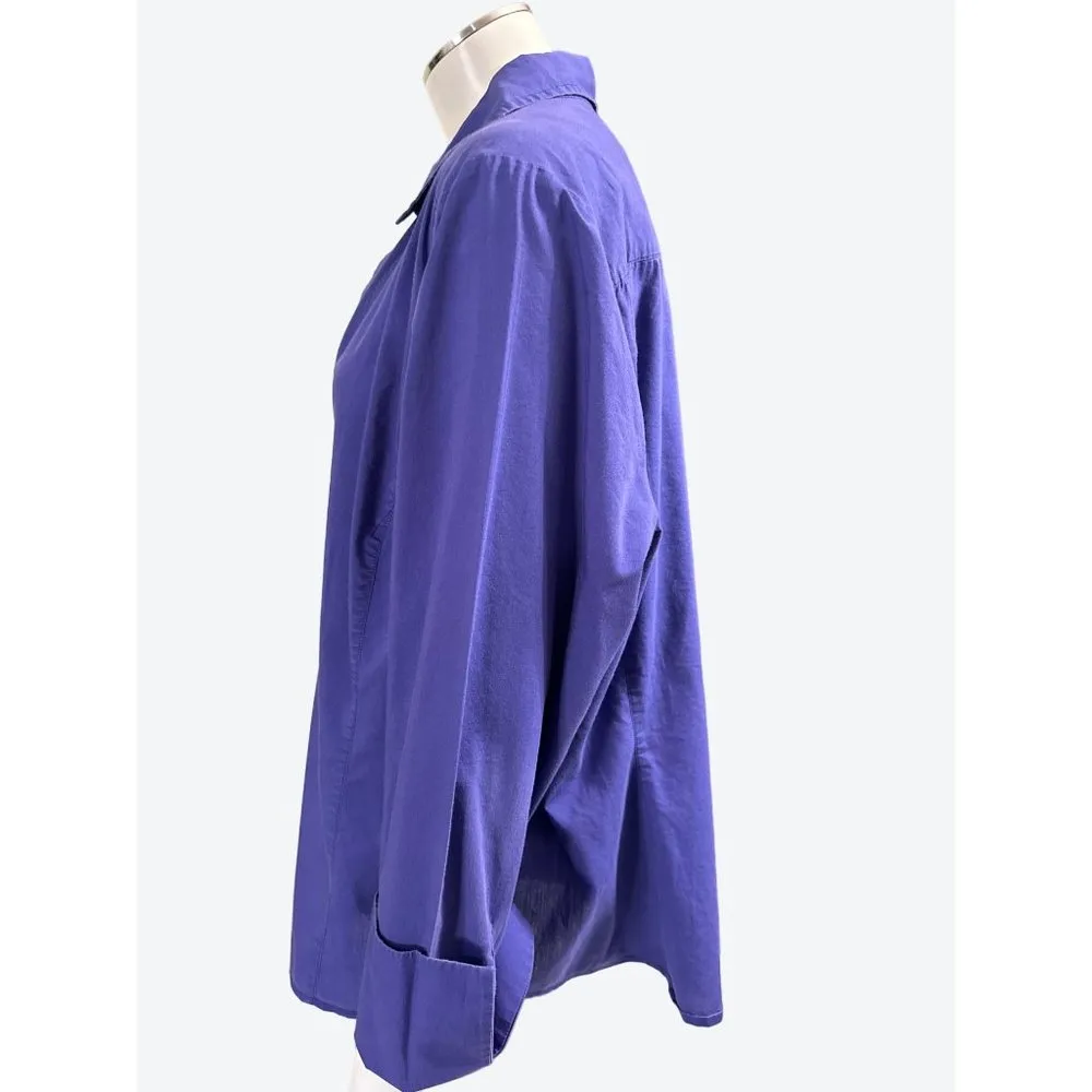 Ann Taylor EST. 1954 Purple Cotton Polyester Spandex Collared Neckline Button Up Size 18 - Image 2