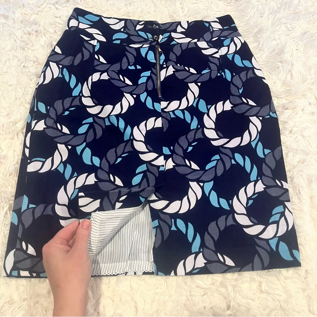 Leifsdottir Navy and White Geometric Pencil Skirt Nautical Size 4 Blue - Image 11
