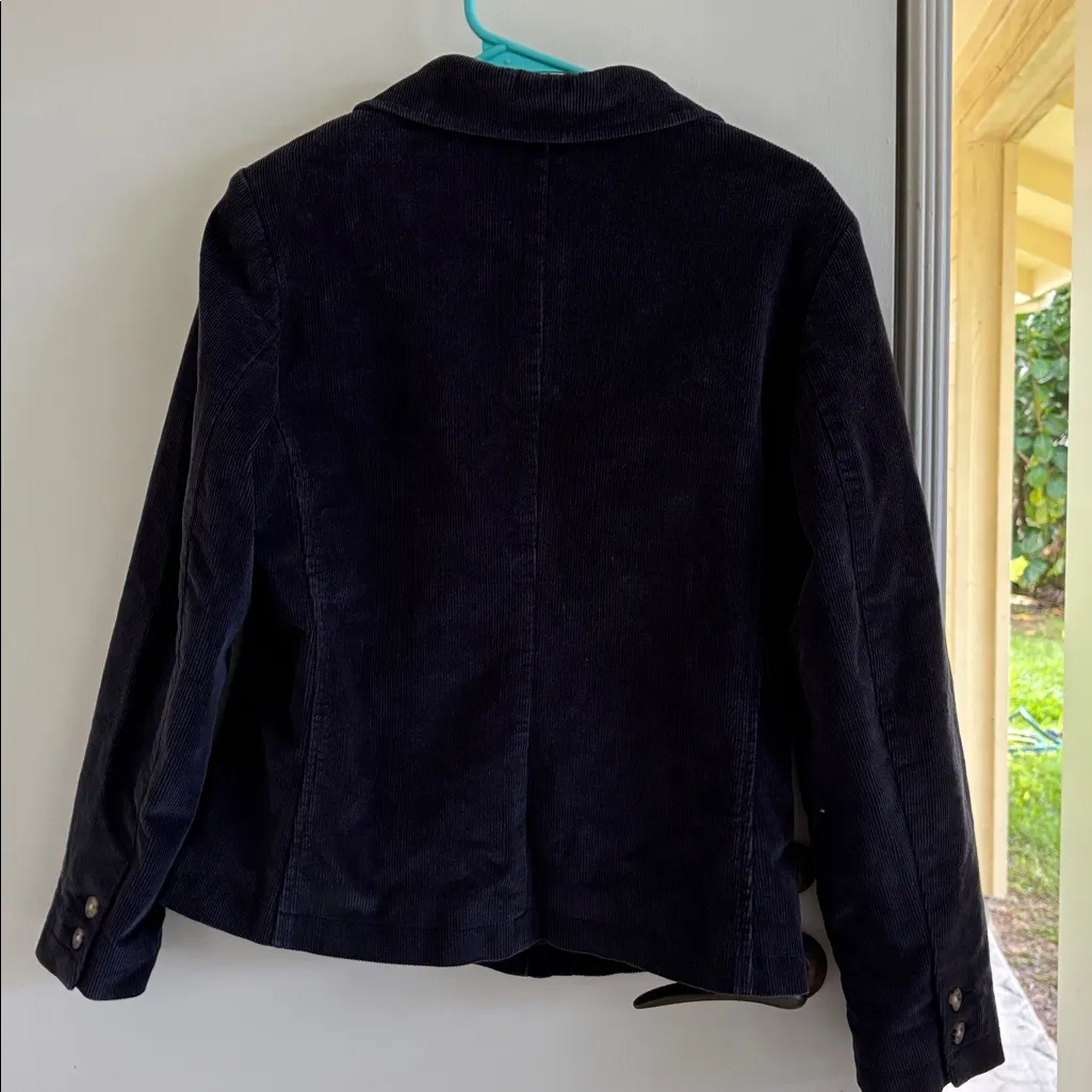 L.L. Bean corduroy blazer jacket women’s fall office business academia vintage Blue Size 10P - Image 2