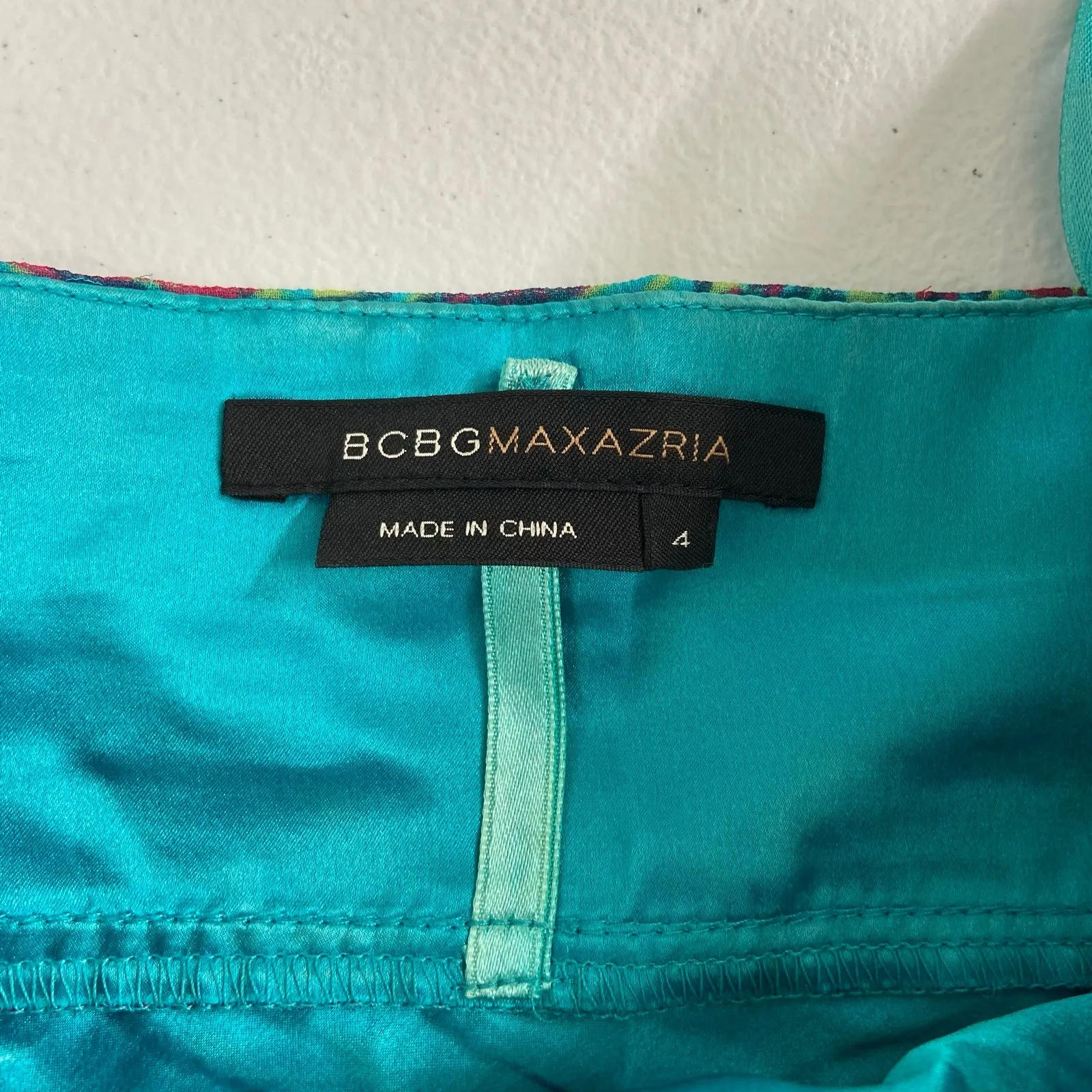 NWOT BCBGMAXAZRIA‎ women's pink blue halter sequins ruffle tropical silk dress - Image 6