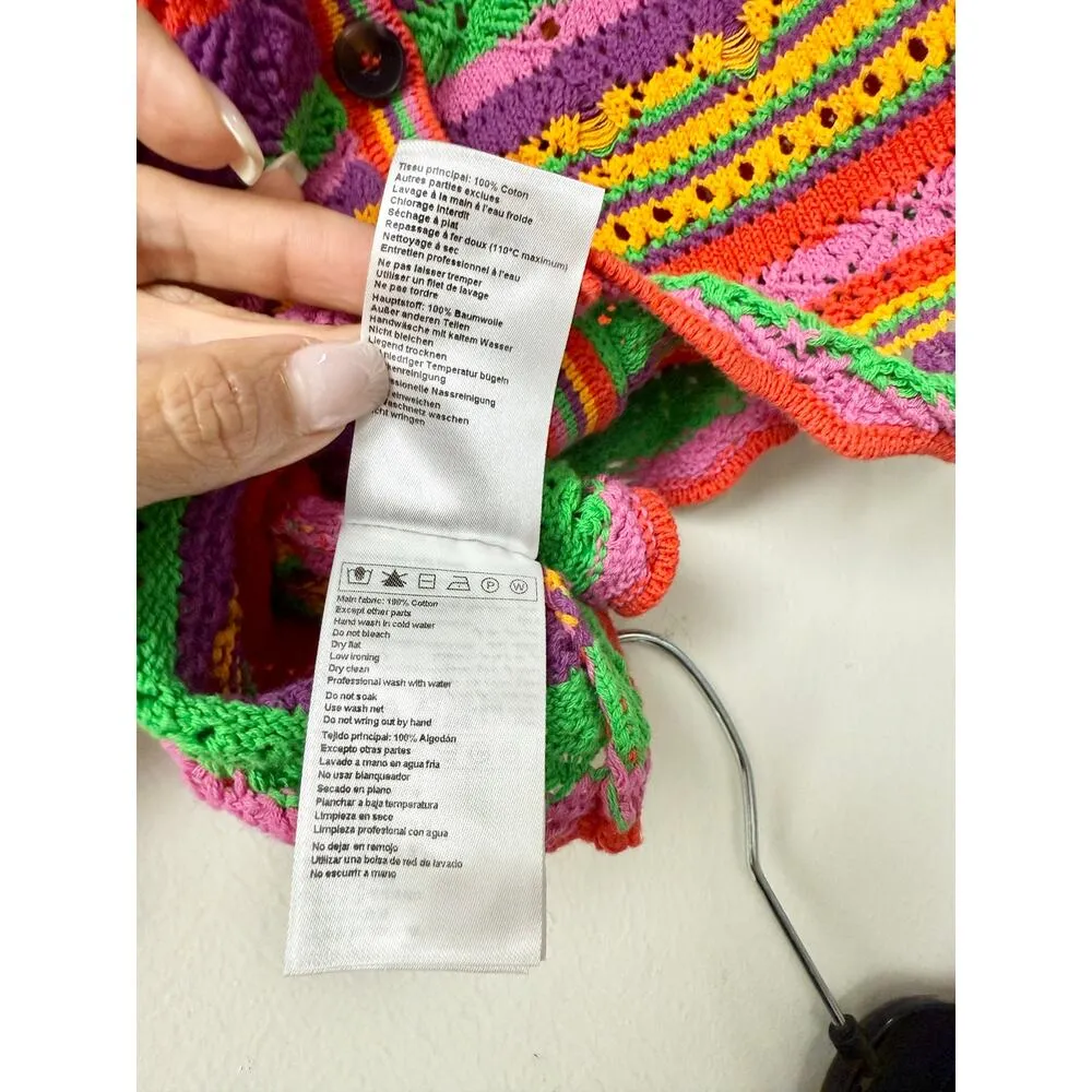 Ba&Sh Pierce Striped Crochet-Knit Top & Peck Short Set Red Multi Women's XS/US 2 - Image 9