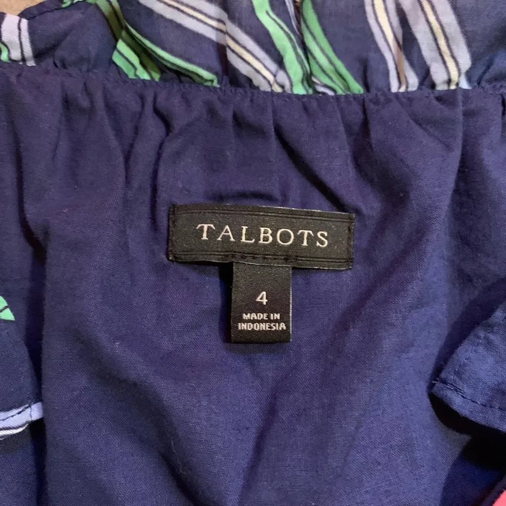 Talbots Hibiscus Tropical Floral Print Midi Maxi Dress Blue Multicolored Size 4 - Image 7