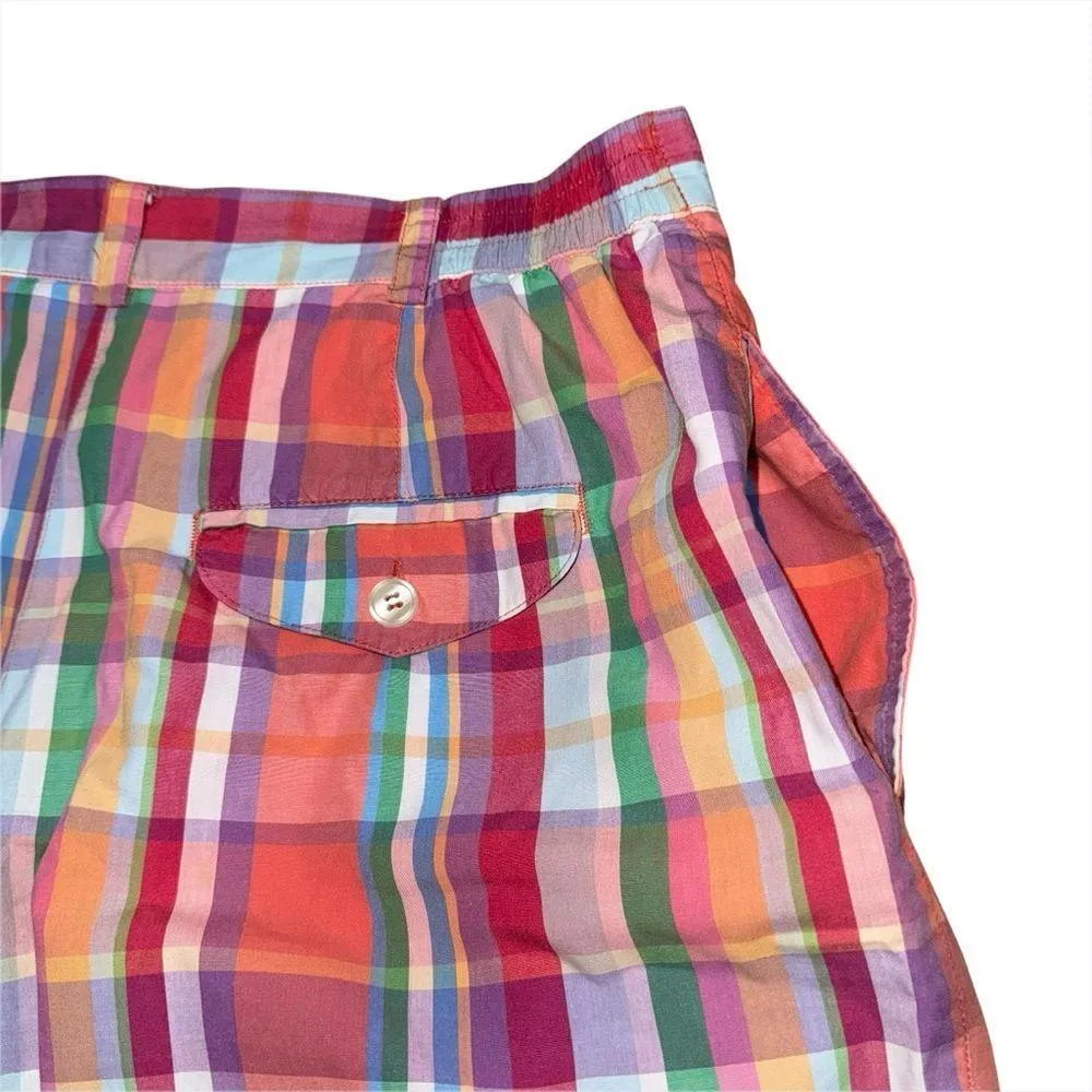 Vintage 90s Liz Sport Pink Plaid Pleated High Rise Mom Shorts Women’s 12 Cotton - Image 4