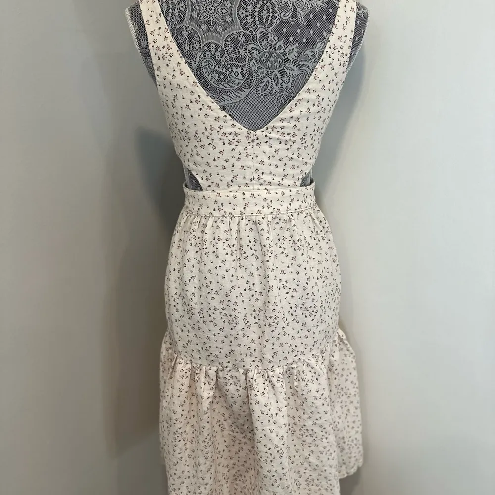 Women’s Sz:2 McGuire Floral Cutout Tie front Boho Cottage Ruffle linen Sun Dress - Image 8