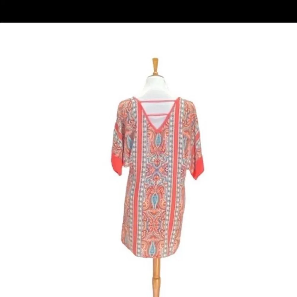 Pink owl boho print dress small - Image 2