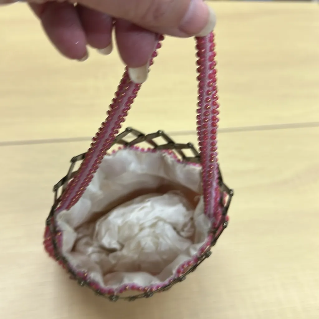 Vintage Hand Made Beaded Cloth Bag Drawstring Pouch Beggars Bag - Image 11