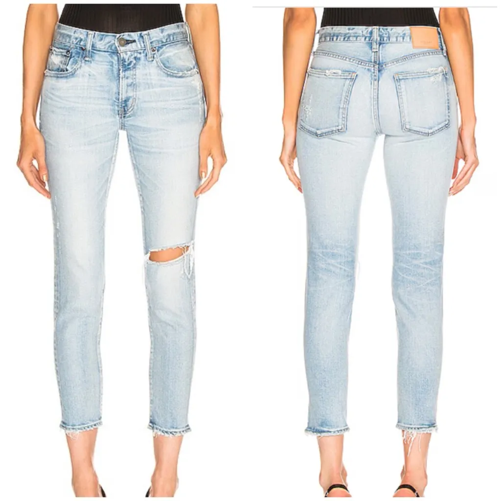 NWOT Moussy Vintage Vivian‎ Ripped Crop Skinny In Blue Size 24 - Image 2