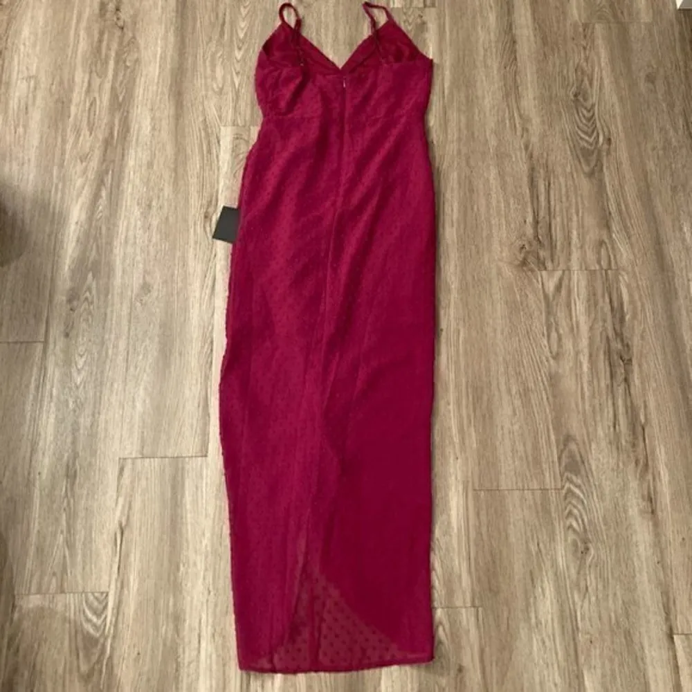 Lulu's For Us to Dance Magenta Swiss Dot Ruffled Midi Dress Size S NWT - Image 11