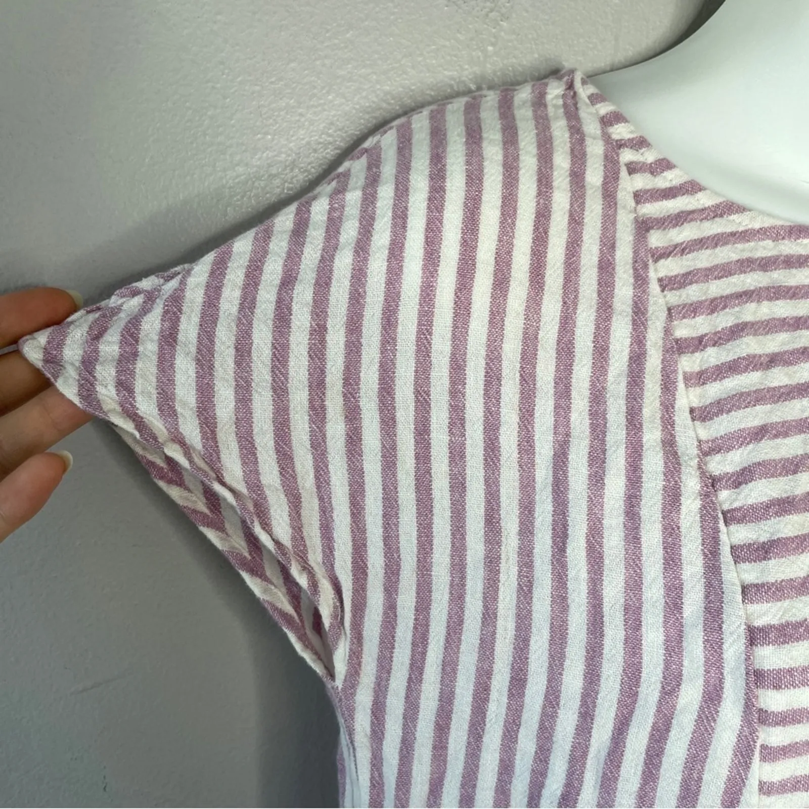 MADEWELL Linen Blend Dress Womens XSmall Striped Mini Summer Trip Coastal Beach - Image 4