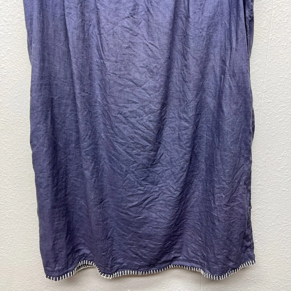 C&C California Womens Dress Medium Linen Embroidered Boho Cottagecore Western - Image 4