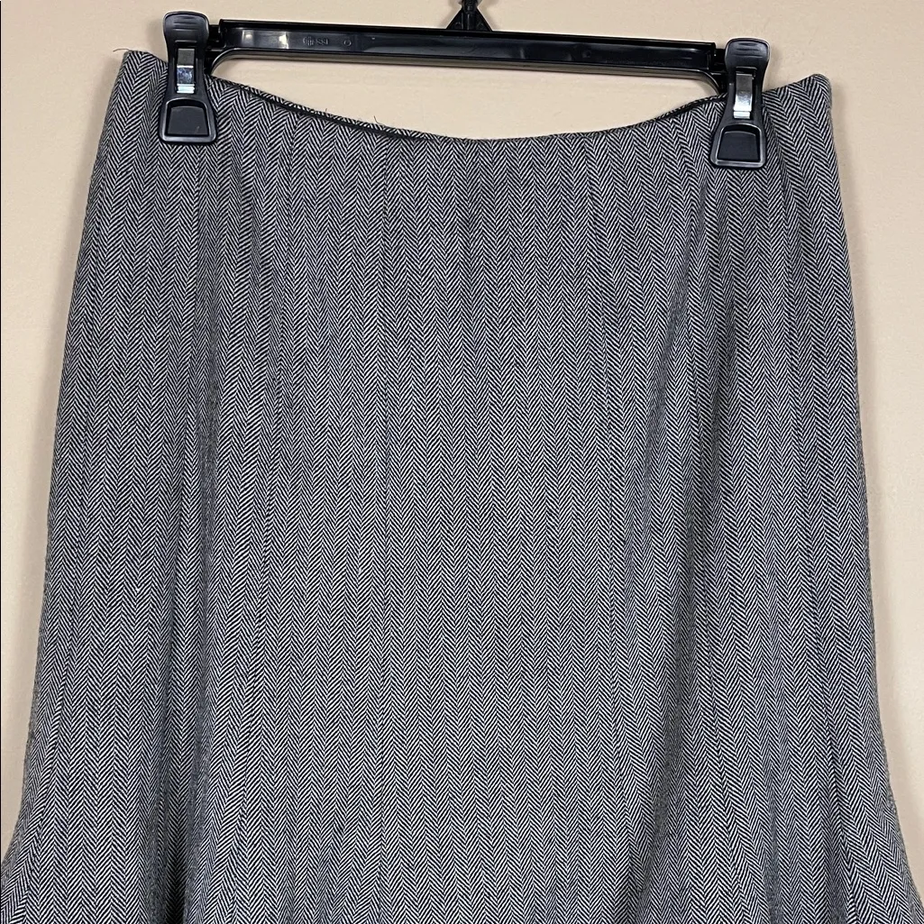 Chaps Petite Women’s Wool Blend Knit Black Gray Fit and Flare Skirt - Image 2