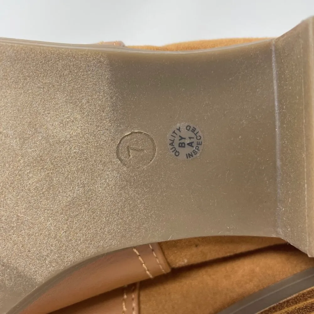 Liz Claiborne Barrington Boots 7 Brown Faux Leather Pointed Toe Stacked Heel - Image 6