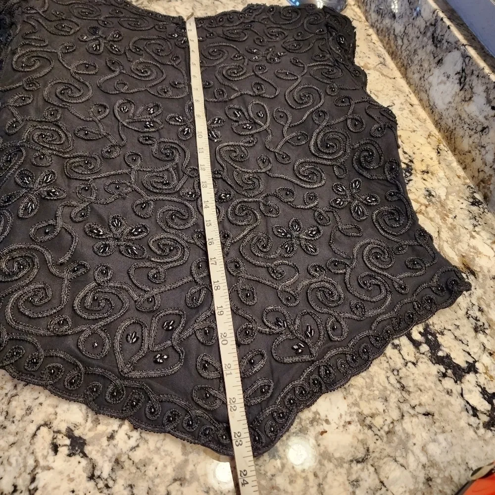 Laurence Kazar v cut shirt 1980’s Vintage Embellished Beaded silk Zip Blouse - Image 9