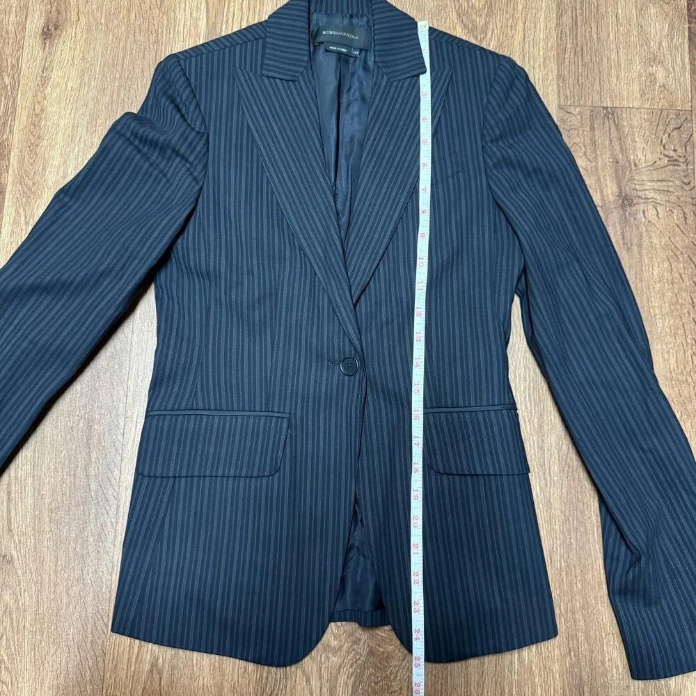BCBGMaxAzria Striped Executive Martine Blazer Womens Size XXS Single Button - Image 13