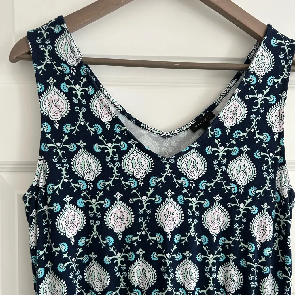 Talbots  Sleeveless Maxi Dress Blue Multi Size S - Image 2