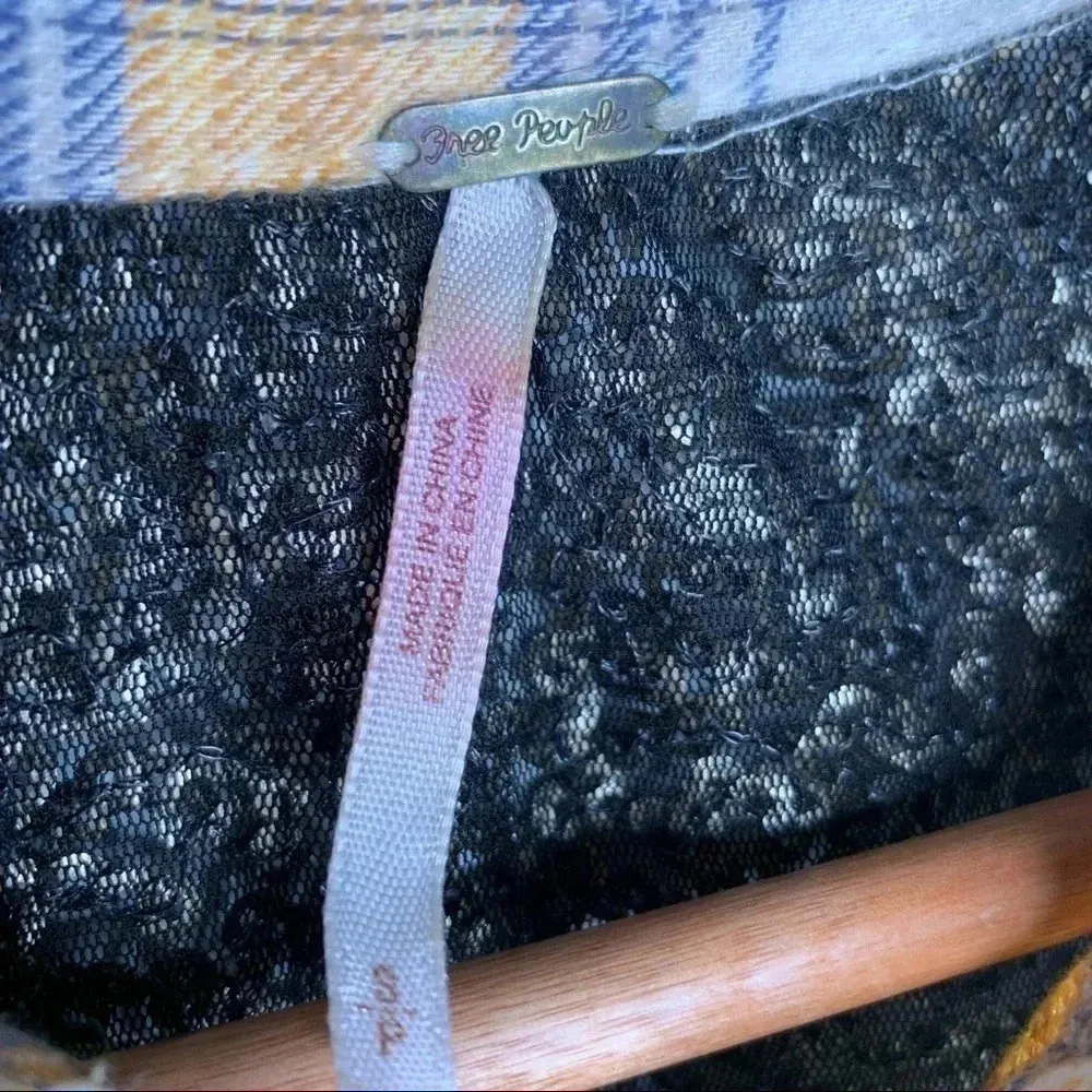 Free People Little Bit Of Sugar Plaid Button-Up Tunic Shirt Size Small - Image 9