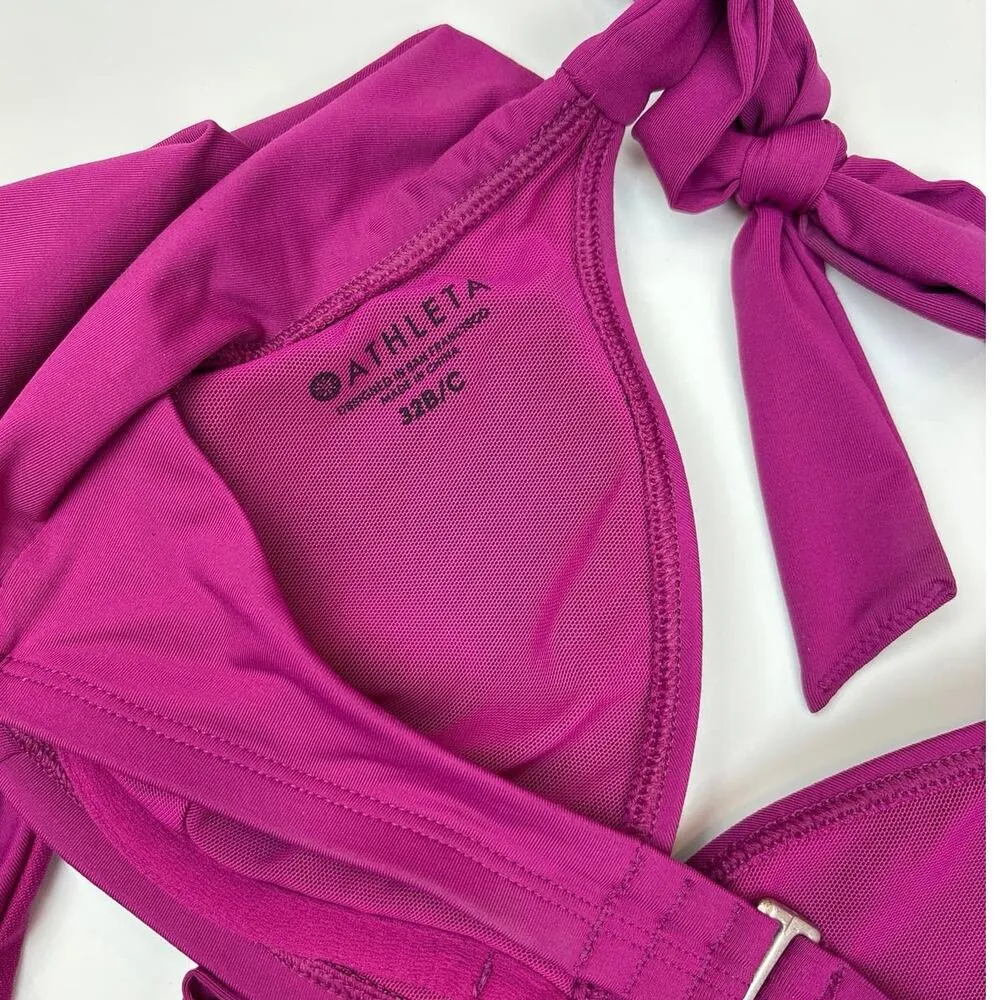 Athleta Purple Solid 2 Piece Halter Swim Beach Swimsuit Bikini Set Sz XS 32 B/C - Image 5